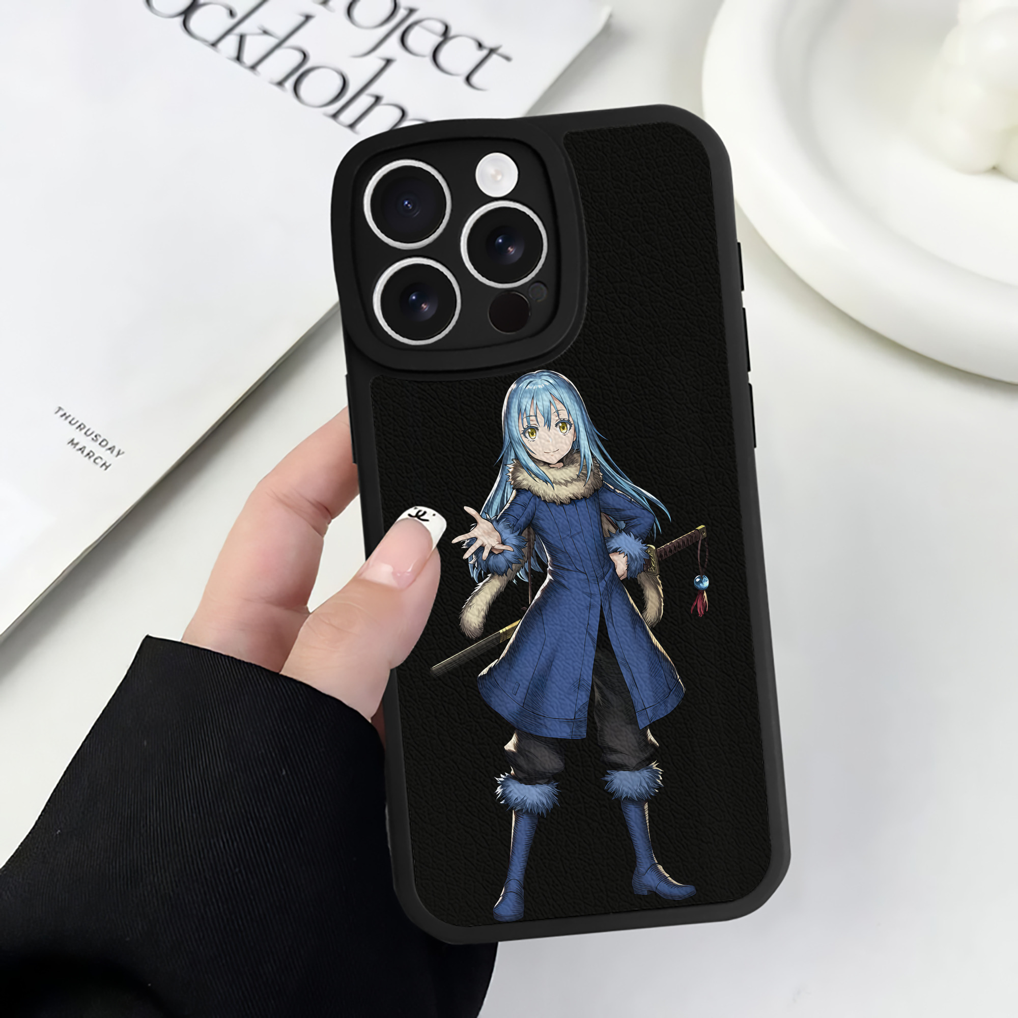 （画像用） 転スラ Regarding Reincarnated to Slime 【iPhone 16シリーズ対応】シリコンスマホケース（レザー調） 材質：シリコン